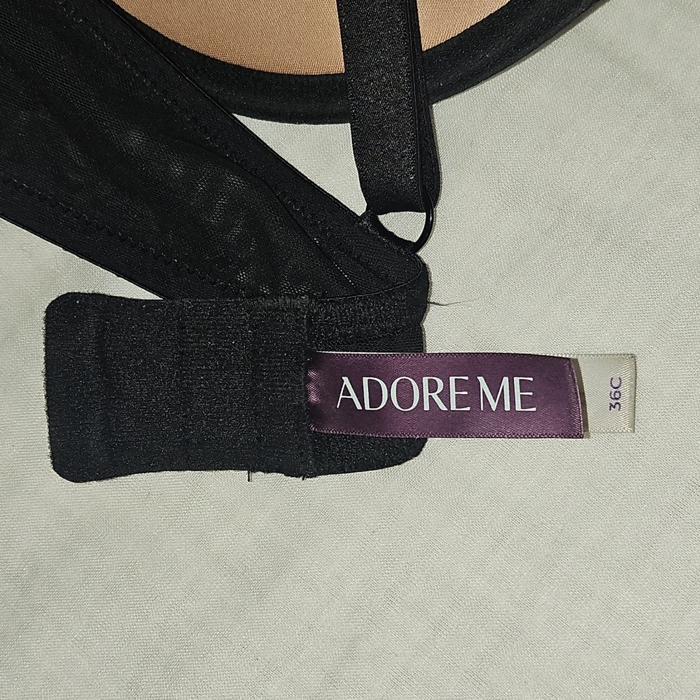 Adore Me Marcia Push Up Bra Black Lace Strappy Plunge Bra 36C - Picture 6 of 7